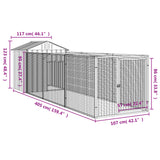 Dog House with Roof Light Grey 117x405x123 cm Galvanised Steel - Low Angle