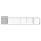 Dog House with Roof Light Grey 117x609x123 cm Galvanised Steel - Top-Down View