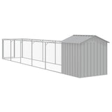 Dog House with Roof Light Grey 117x609x123 cm Galvanised Steel