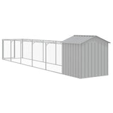 Dog House with Roof Light Grey 117x609x123 cm Galvanised Steel - 45-Degree Angle