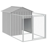 Dog House with Roof Light Grey 117x609x123 cm Galvanised Steel - Rear View