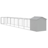 Dog House with Roof Light Grey 117x813x123 cm Galvanised Steel - 45-Degree Angle