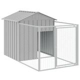 Dog House with Roof Light Grey 117x813x123 cm Galvanised Steel - Rear View