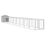 Dog House with Roof Light Grey 117x1017x123 cm Galvanised Steel - Front View