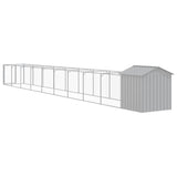 Dog House with Roof Light Grey 117x1017x123 cm Galvanised Steel - 45-Degree Angle