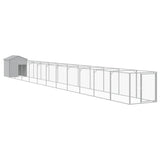 Dog House with Roof Light Grey 117x1221x123 cm Galvanised Steel - Front View