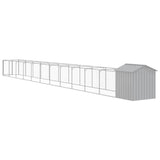 Dog House with Roof Light Grey 117x1221x123 cm Galvanised Steel - 45-Degree Angle