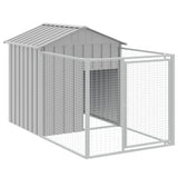 Dog House with Roof Light Grey 117x1221x123 cm Galvanised Steel - Rear View