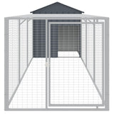 Chicken Cage with Run Anthracite 117x405x123 cm Galvanised Steel - Side View
