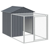 Chicken Cage with Run Anthracite 117x405x123 cm Galvanised Steel - Rear View