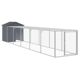 Chicken Cage with Run Anthracite 117x609x123 cm Galvanised Steel - Front View