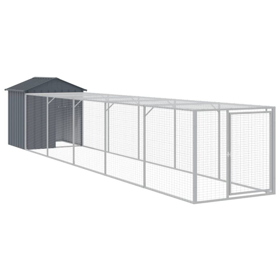 Chicken Cage with Run Anthracite 117x609x123cm Galvanised Steel