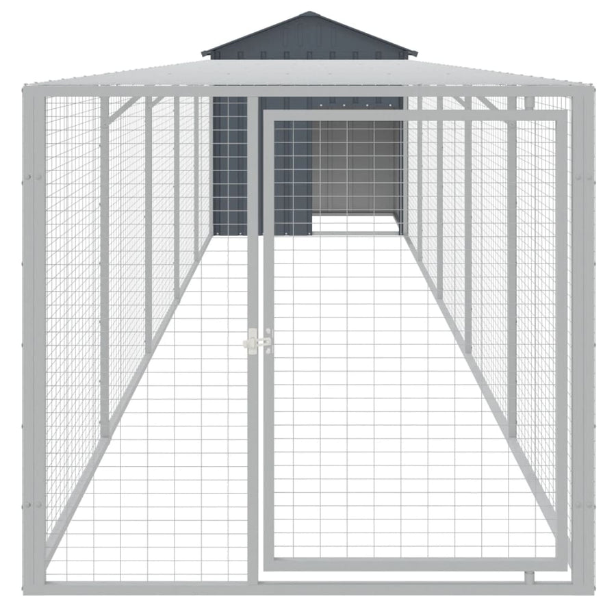 Chicken Cage with Run Anthracite 117x609x123cm Galvanised Steel