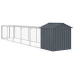 Chicken Cage with Run Anthracite 117x609x123cm Galvanised Steel