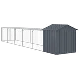Chicken Cage with Run Anthracite 117x609x123 cm Galvanised Steel - 45-Degree Angle