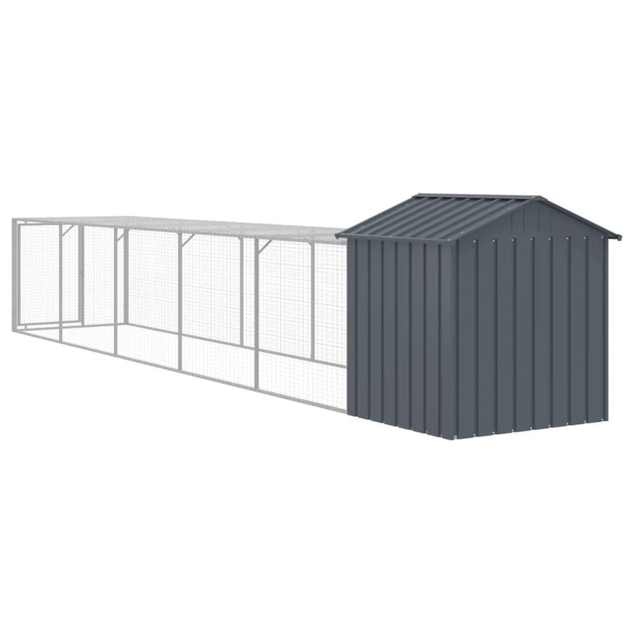 Chicken Cage with Run Anthracite 117x609x123cm Galvanised Steel