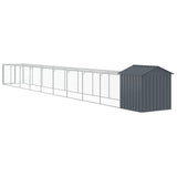 Chicken Cage with Run Anthracite 117x1017x123 cm Galvanised Steel - 45-Degree Angle