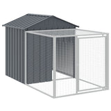 Chicken Cage with Run Anthracite 117x1017x123 cm Galvanised Steel - Rear View
