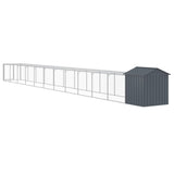 Chicken Cage with Run Anthracite 117x1221x123 cm Galvanised Steel - 45-Degree Angle