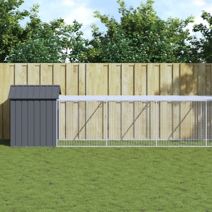 Chicken Cage with Run Anthracite 117x1221x123 cm