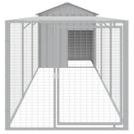 Chicken Cage with Run Light Grey 117x405x123cm Galvanised Steel