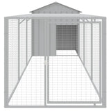 Chicken Cage with Run Light Grey 117x405x123 cm Galvanised Steel - Side View