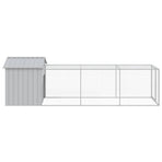 Chicken Cage with Run Light Grey 117x405x123cm Galvanised Steel