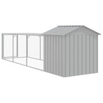 Chicken Cage with Run Light Grey 117x405x123cm Galvanised Steel