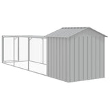 Chicken Cage with Run Light Grey 117x405x123 cm Galvanised Steel - 45-Degree Angle