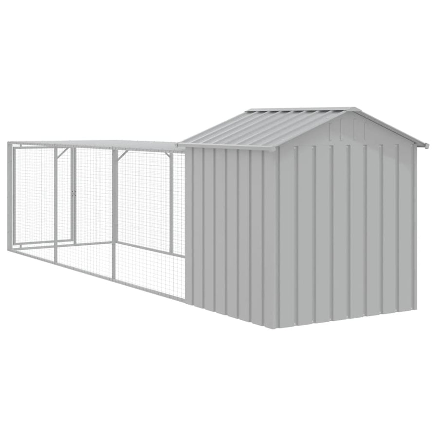 Chicken Cage with Run Light Grey 117x405x123cm Galvanised Steel