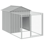 Chicken Cage with Run Light Grey 117x405x123cm Galvanised Steel