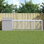 Chicken Cage with Run Light Grey 117x405x123cm Galvanised Steel