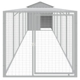 Chicken Cage with Run Light Grey 117x609x123 cm Galvanised Steel - Side View
