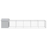Chicken Cage with Run Light Grey 117x609x123 cm Galvanised Steel