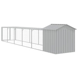 Chicken Cage with Run Light Grey 117x609x123 cm Galvanised Steel - 45-Degree Angle
