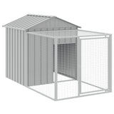 Chicken Cage with Run Light Grey 117x609x123 cm Galvanised Steel - Rear View