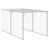 Chicken Cage with Run Light Grey 117x609x123 cm Galvanised Steel - Close-Up Angle