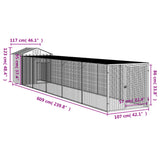 Chicken Cage with Run Light Grey 117x609x123 cm Galvanised Steel - Low Angle