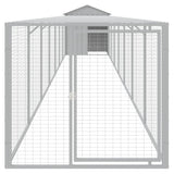 Chicken Cage with Run Light Grey 117x813x123 cm Galvanised Steel - Side View