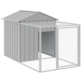 Chicken Cage with Run Light Grey 117x813x123 cm Galvanised Steel - Rear View