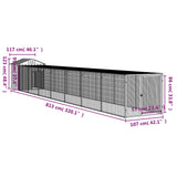 Chicken Cage with Run Light Grey 117x813x123 cm Galvanised Steel - Low Angle