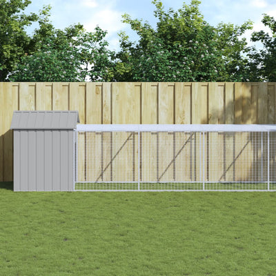 Chicken Cage with Run Light Grey 117x813x123cm Galvanised Steel