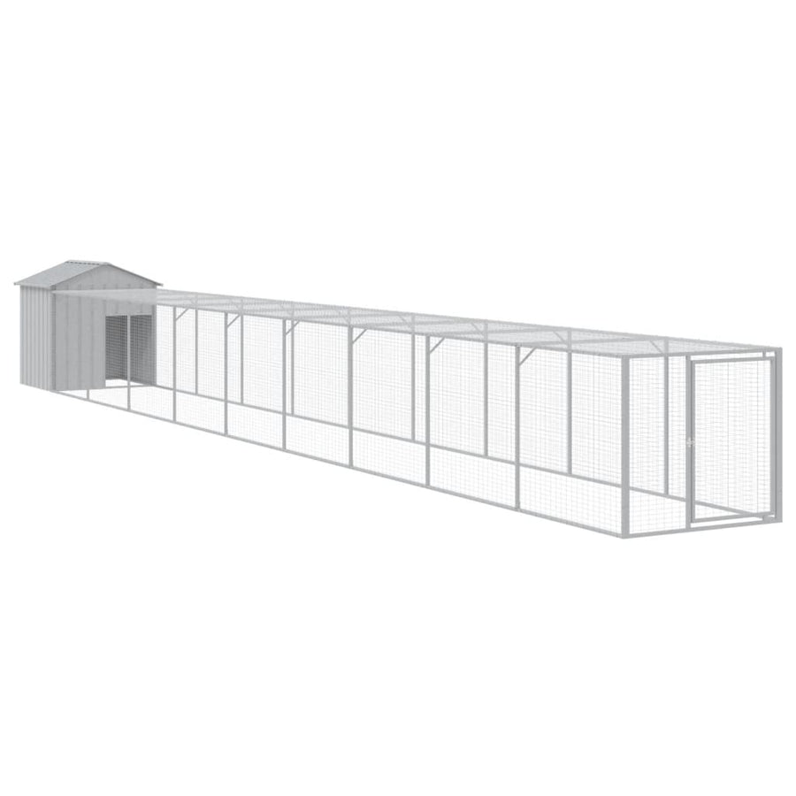 Chicken Cage with Run Light Grey 117x1017x123 cm