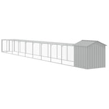 Chicken Cage with Run Light Grey 117x1017x123 cm Galvanised Steel - 45-Degree Angle