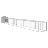 Chicken Cage with Run Light Grey 117x1221x123 cm Galvanised Steel - Front View