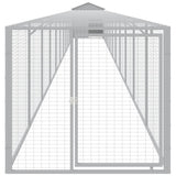 Chicken Cage with Run Light Grey 117x1221x123 cm Galvanised Steel