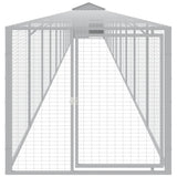 Chicken Cage with Run Light Grey 117x1221x123 cm Galvanised Steel - Side View