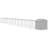Chicken Cage with Run Light Grey 117x1221x123 cm Galvanised Steel