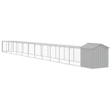 Chicken Cage with Run Light Grey 117x1221x123 cm Galvanised Steel - 45-Degree Angle