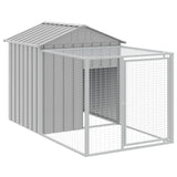 Chicken Cage with Run Light Grey 117x1221x123 cm Galvanised Steel - Rear View